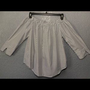 Kontrol off the shoulder striped dressy shirt